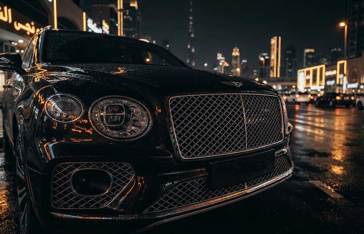 Luxury vehicle at night Dubai